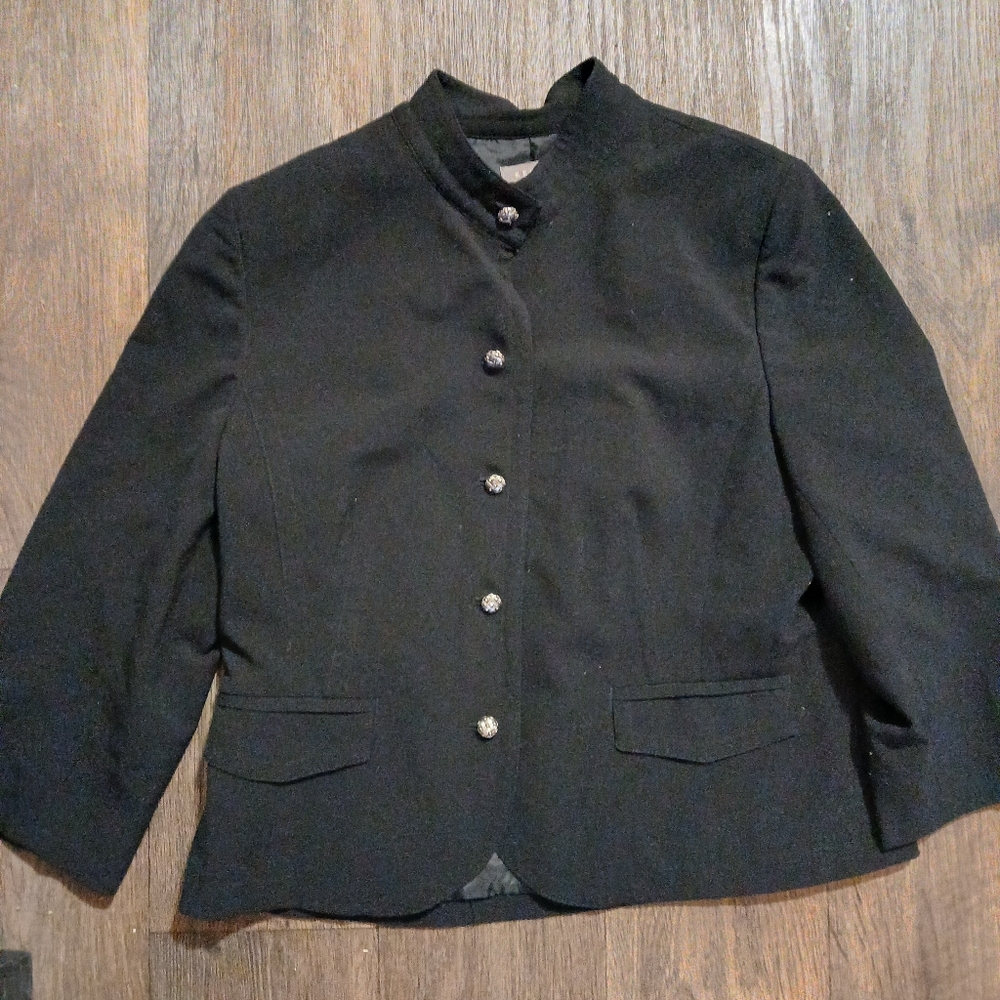 Kenar Women's Black Silver Button-Up Military Style Blazer.